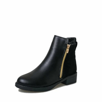 Black Zipper Color Match Square Heel Ankle Boots For Women