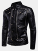 Black Zippers Motorcycle PU Leather Coat Jackets