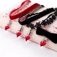 Blood Drip Necklace Halloween Blood Lace Black Bow Collar Necklace