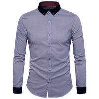 Blue Dot Slim Fit Buttom Down Long Sleeve Shirt for Men