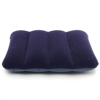 Blue Inflatable Flocked Pillow Camping Travel Soft Blow-Up Air Pillow Cushion