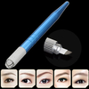 Blue Professional Manual Eyebrow Makeup Tattoo Pen With 10Pcs Bevel Blades 14 Needles