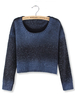 Blue Rendering White Dot Long Sleeve Crop Pullover Sweater