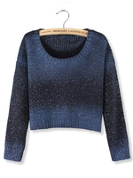 Blue Rendering White Dot Long Sleeve Crop Pullover Sweater