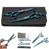 Blue Teeth Thinning Flat Hair Scissors Kit Combination Suit Salon Cutting Tool Comb