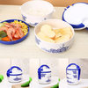 Blue White Porcelain Food Container Portable Lunch Box Microwave Refrigerator Box