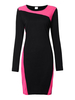 Bodycon Contrast Color Patchwork Long Sleeve Pencil Dress