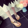 Bohemia Bead Crystal Colorful Clip Toe National Wind Slip On Flat Sandals
