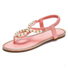 Bohemia Beaded Flip Flops Elastic Beach Flat Sandals