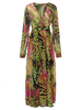 Bohemia Floral Printed Long Sleeve V Neck Chiffon Maxi Wrap Dress