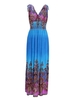 Bohemia Flowers Printed Sleeveless V-Collar Vintage Maxi Dress