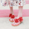 Bohemia Pure Color Flower Clip Toe Slip On Flat Beach Sandals
