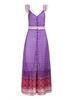 Bohemia Ruffles Print Button V-neck Sleeveless Women Maxi Dress