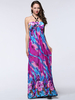 Bohemia Sexy Printing Halter Ice Silk Maxi Dress For Women