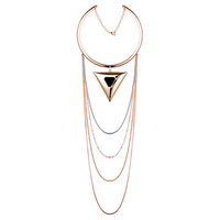 Bohemia Tassel Triangle Pendant Multi-Tier Gold Collar Necklace For Women
