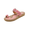 Bohemian Bead Flower Clip Toe Flat Slip On Beach Sandals Slippers