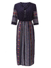 Bohemian Button Half Sleeve Printed V-Neck Beach Maxi Dress