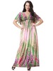 Bohemian Colorful Printed V-Neck Elastic Waist Short Sleeve Maxi Dress