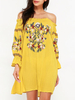 Bohemian Embroidered Long Sleeve Off Shoulder Sexy Mini Dresses