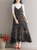 Bohemian Floral Print Patchwork Spaghetti Strap V-neck Women Maxi Dress