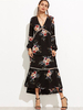 Bohemian Floral Printed Long Sleeve V-neck Long Maxi Dresses
