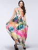 Bohemian Floral Printed Strap Elastic Waist Maxi Dress For Women