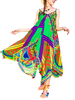 Bohemian Irregular Print Spaghetti Strap V-neck Maxi Dress For Women