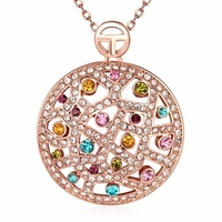 Bohemian Luxury Necklace Hollow Circle Rhinestone Necklace for Women Gift