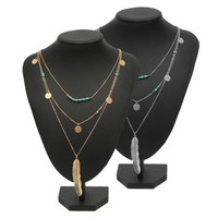 Bohemian Multilayers Necklace Feather Coin Chain Neckalce