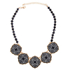 Bohemian Necklace Alloy Hollow Flowers Square Beads Necklace