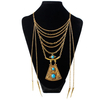 Bohemian Necklace Turquoise Pendant Tassel Multilayer Shield Necklace