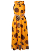 Bohemian Polka Dot Chiffon Sleeveless Maxi Women Dress With Belt