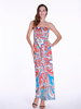 Bohemian Print Elastic Waist Sleeveless Maxi Dress For Women