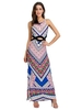 Bohemian Print Hollow Split Sleeveless Maxi Dress For Women