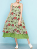 Bohemian Print Layered Spaghetti Strap O-neck Women Maxi Dress