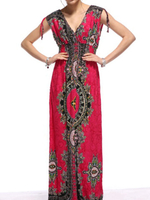 Bohemian Print Loose Sleeveless V-neck Maxi Dress For Women