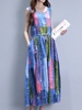 Bohemian Print Pocket Sleeveless O-neck Maxi Dress For Women
