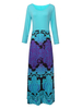 Bohemian Printed Long Sleeve O Neck Women Maxi Dresses