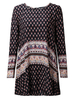 Bohemian Printed Long Sleeve Women Loose Beach Mini Dress