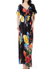 Bohemian Printed Short Sleeve V Neck Backless Women Dresses