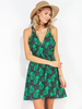 Bohemian Printed Spaghetti Strap Backless V-neck Sexy Mini Dresses