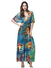 Bohemian Printed V-Neck Drawstring Beach Party Maxi Dress For Women