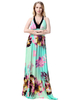 Bohemian Sexy Deep V Neck Floral Print Backless Maxi Dress