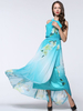 Bohemian Sexy Sleeveless Sky Blue Chiffon Dresses For Women