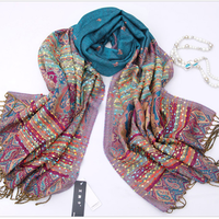 Bohemian Style Retro Scarf Winter Spring Long Cotton Little Bee Tassel Fringed Shawl