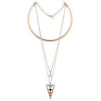Bohemian Tassel Collar Necklace Zircon Turquoise Triangle Necklace