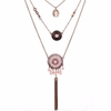 Bohemian Tassel Necklace Three Layer Sun Flower Rhinestone Necklace