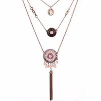 Bohemian Tassel Necklace Three Layer Sun Flower Rhinestone Necklace