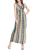 Bohemian V-neck Geometric Sleeveless Women Maxi Dress