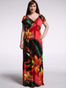 Bohemian Women Sexy Floral Printed V Neck Maxi Dress